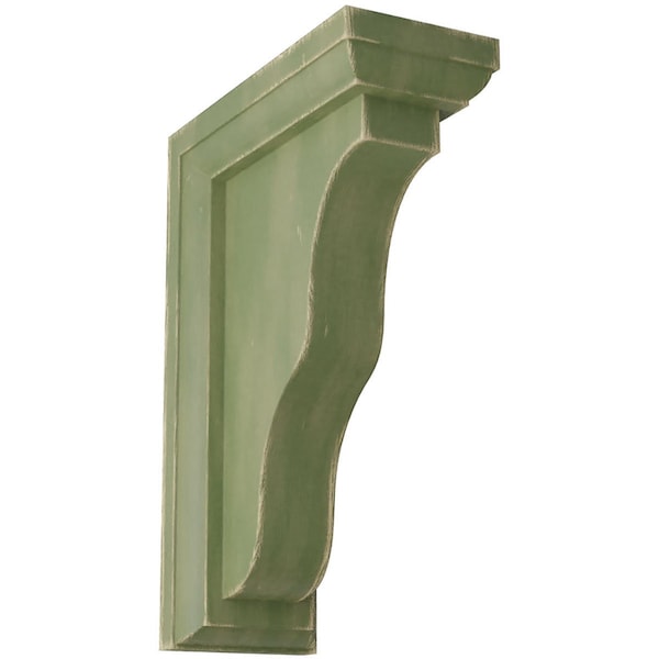 Ekena Millwork 2 1/4"W x 5"D x 7"H Hamilton Traditional Wood Vintage Decor Bracket, Restoration Green BKTWD02X05X07HAGR - main
